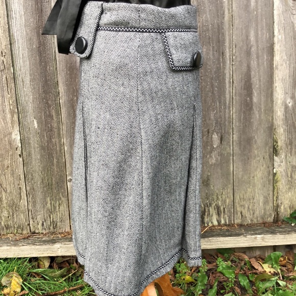 Hazel Hazel Tweed/Wool Pleated SKIRT w/ Double Faux Pockets in Front & Back Sz S - Picture 9 of 12